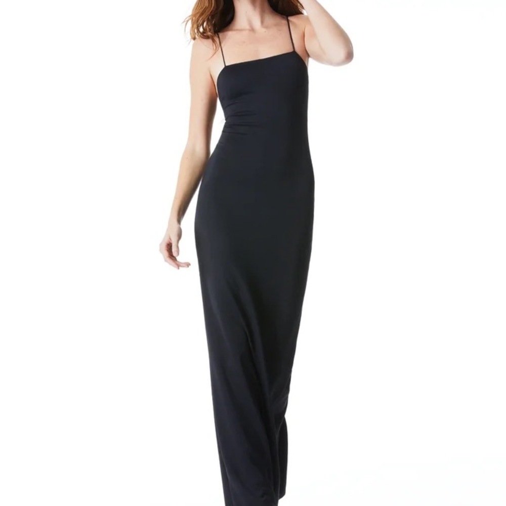 Alice + Olivia Black Sheath Maxi Dress Spaghetti Strap